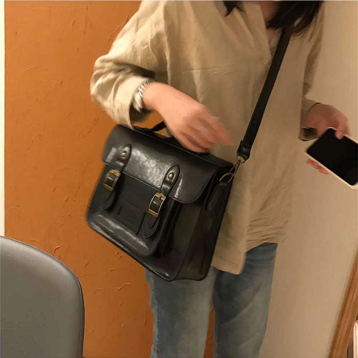 Vintage Faux Leather Satchel Backpack