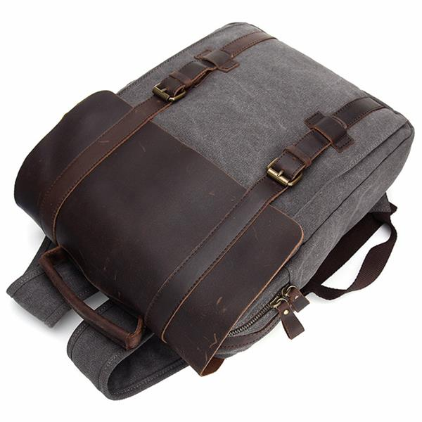 Vintage Canvas Leather Satchel Backpack Bookbag