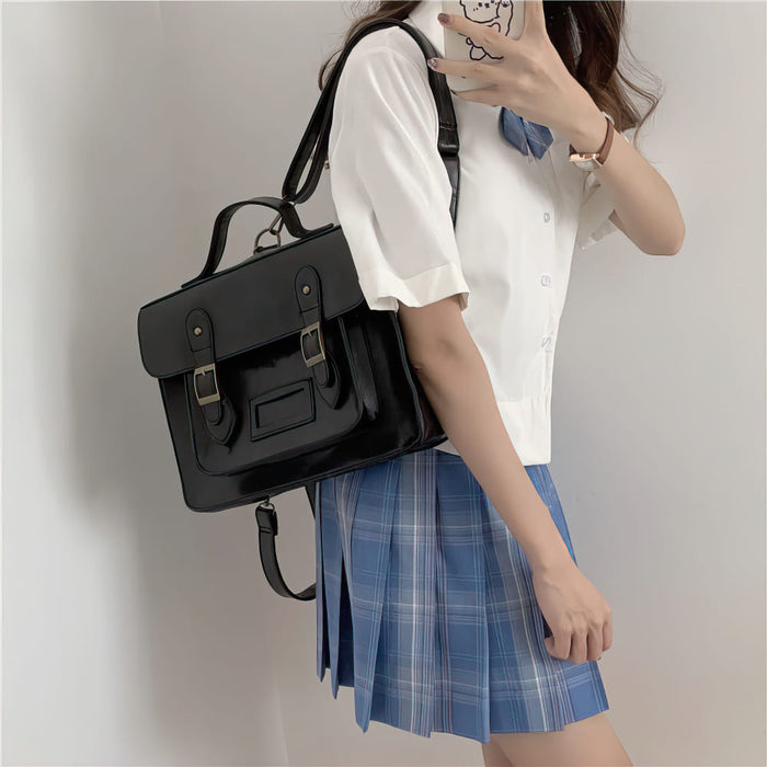 Vintage Faux Leather Satchel Backpack