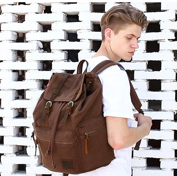 High Capacity Vintage Canvas Laptop Backpack