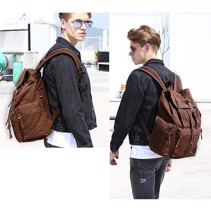High Capacity Vintage Canvas Laptop Backpack