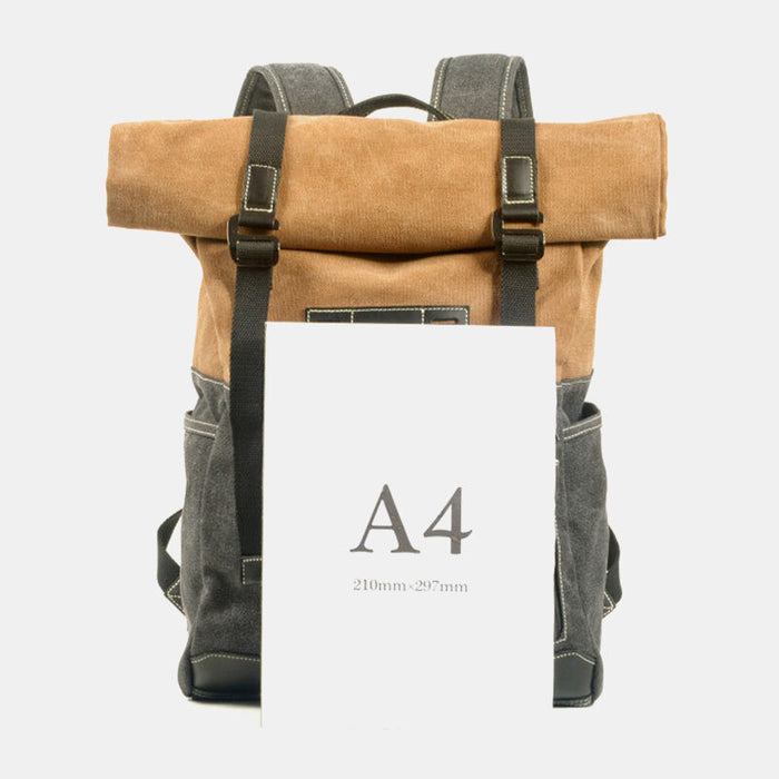 Vintage Waterproof Roll Top Canvas Backpack