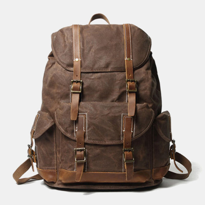Waxed Canvas Leather Hiking Backpack