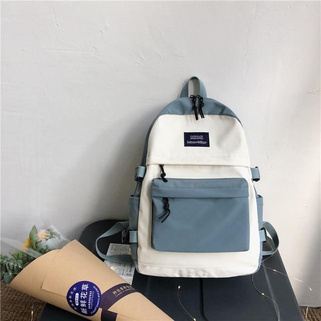 Multicolor Two Tone Simple School Backpack