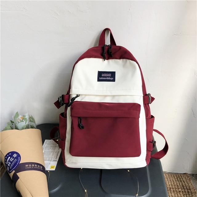 Multicolor Two Tone Simple School Backpack