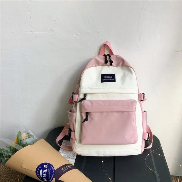 Multicolor Two Tone Simple School Backpack
