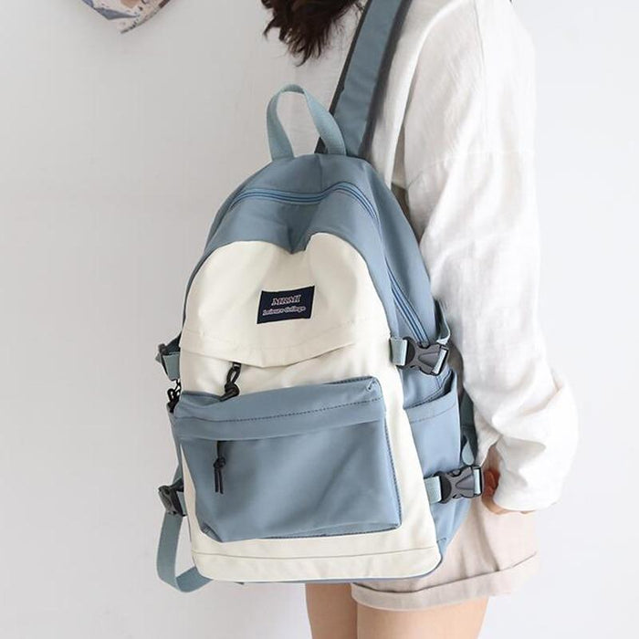 Multicolor Two Tone Simple School Backpack