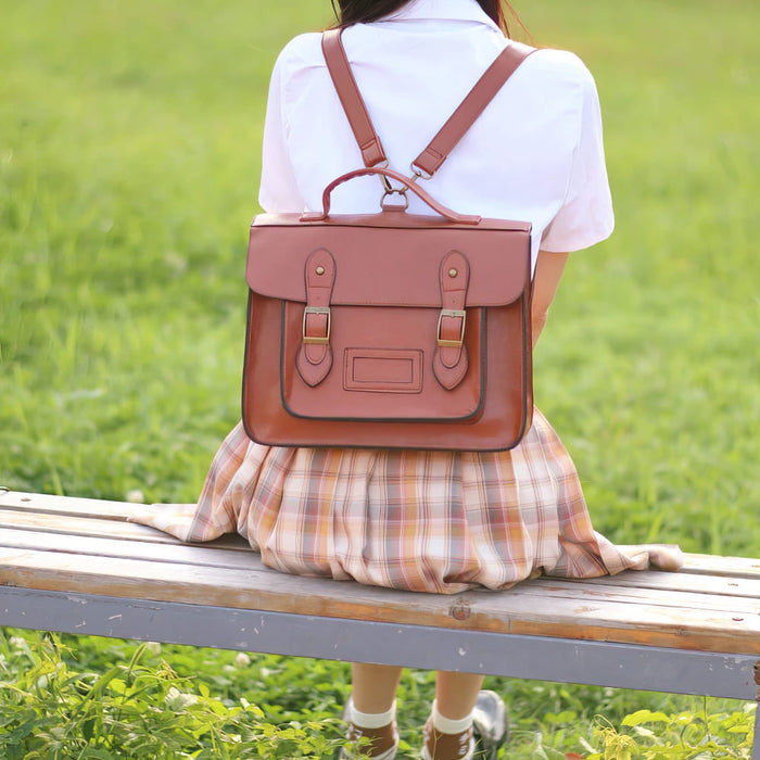 Vintage Faux Leather Satchel Backpack