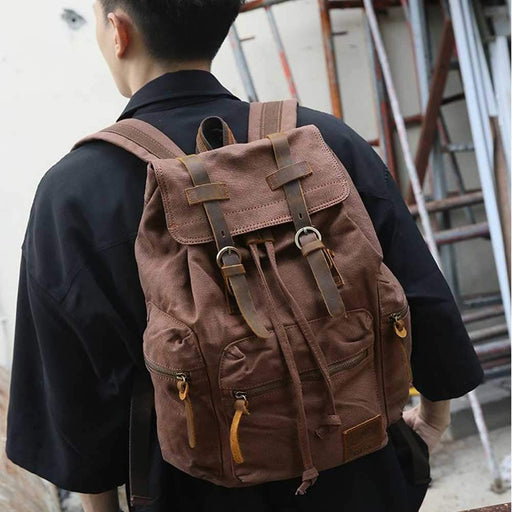 High Capacity Vintage Canvas Laptop Backpack