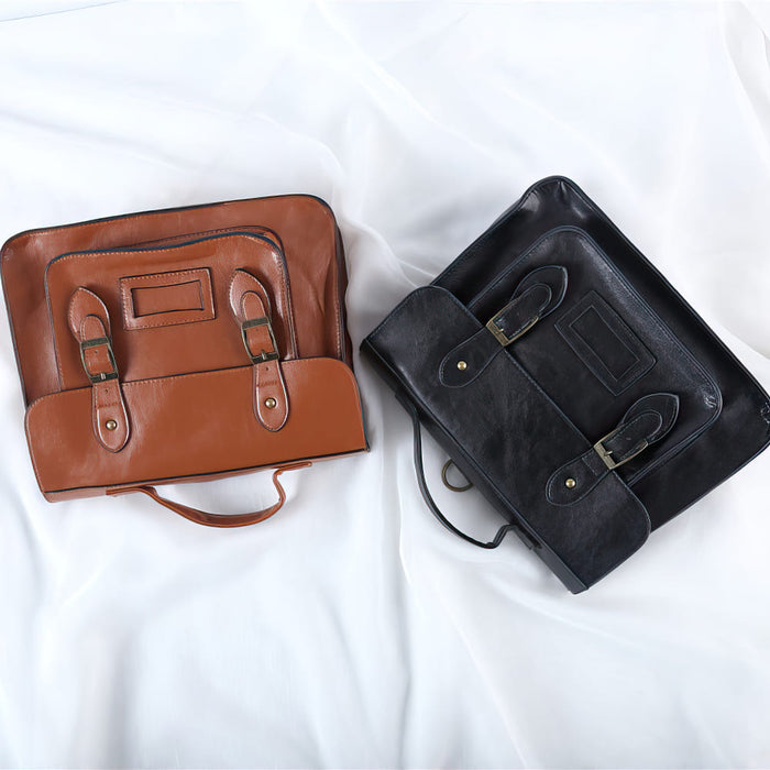 Vintage Faux Leather Satchel Backpack