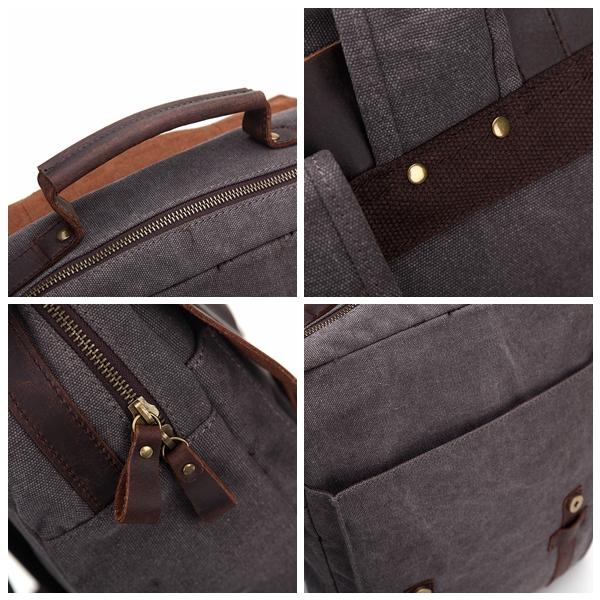 Vintage Canvas Leather Satchel Backpack Bookbag