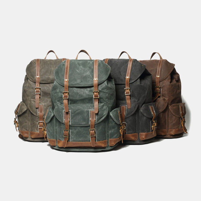 Waxed Canvas Leather Hiking Backpack