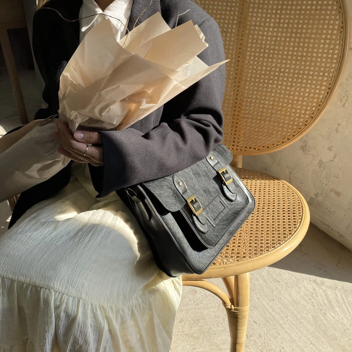 Vintage Faux Leather Satchel Backpack