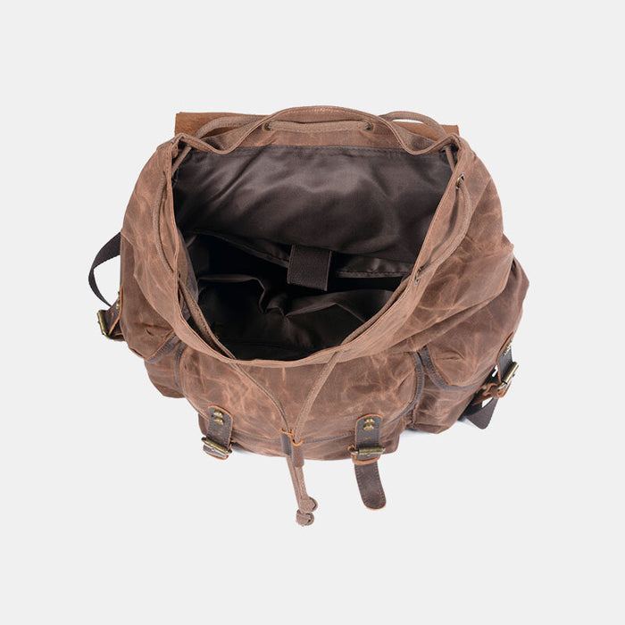 Large Vintage Waxed Canvas Leather Backpack
