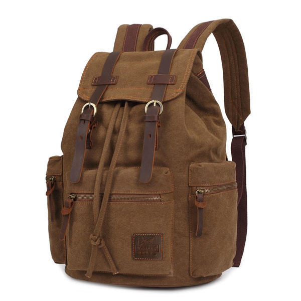 Large Vintage Canvas Travel Backpack Rucksack
