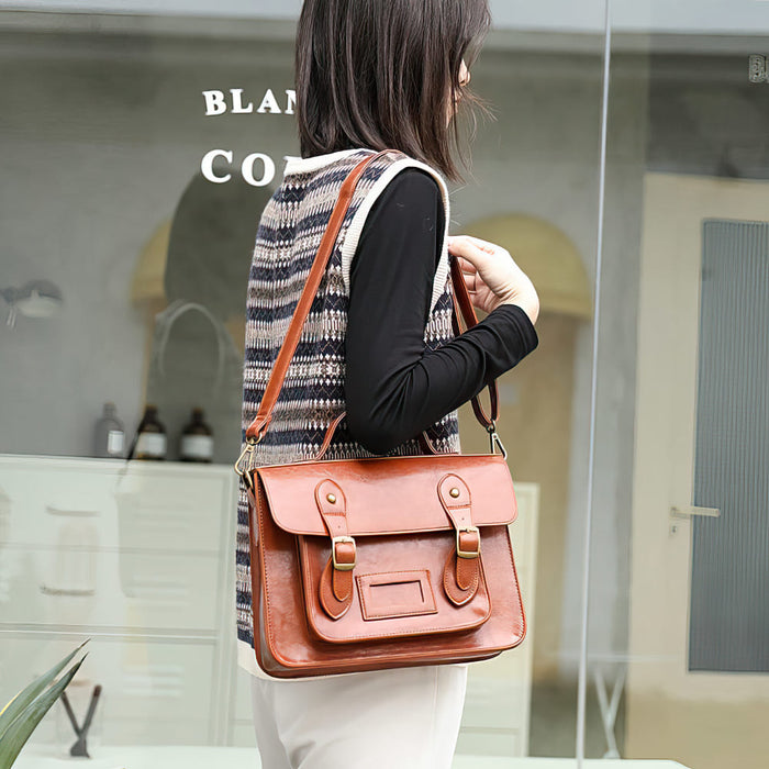 Vintage Faux Leather Satchel Backpack