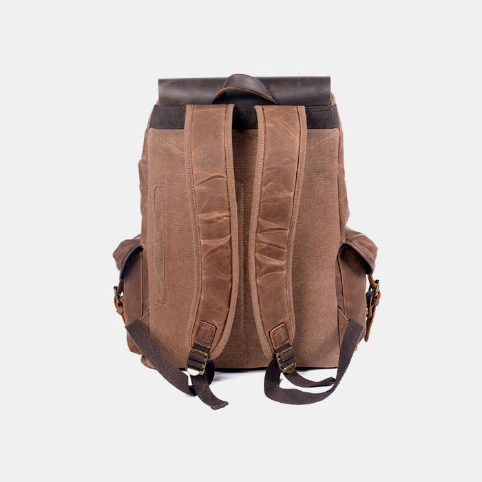 Large Vintage Waxed Canvas Leather Backpack
