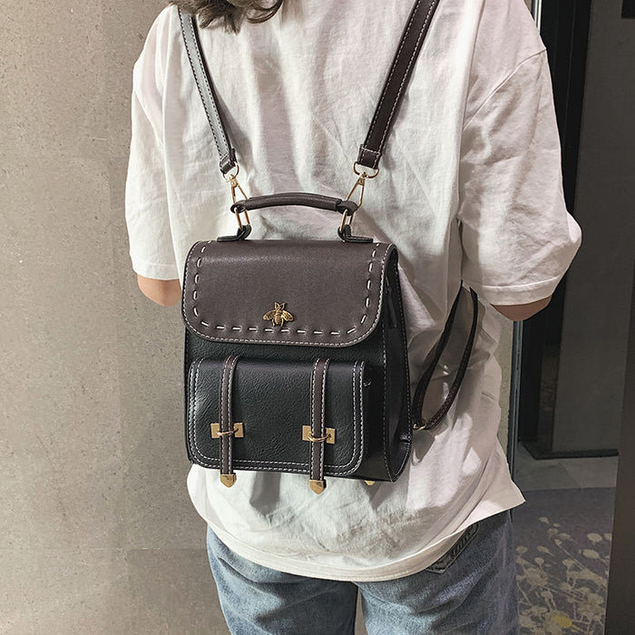 Soft Faux Leather Mini Backpack Purse
