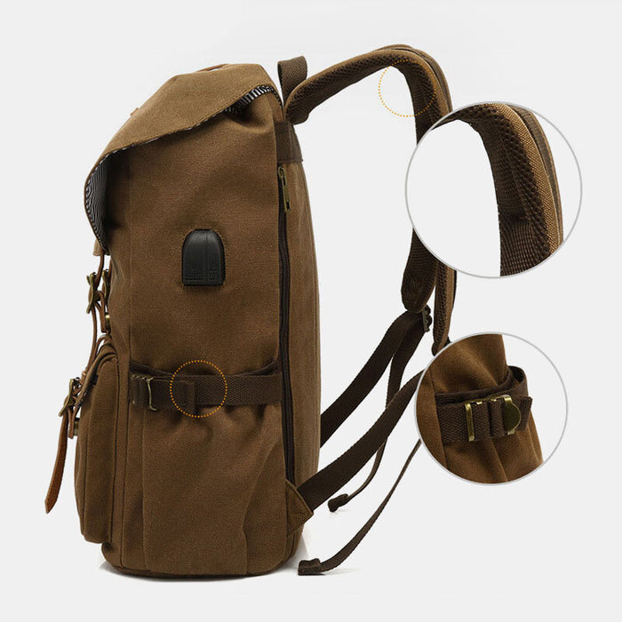 High Capacity Travel Laptop Canvas Backpack