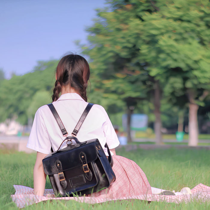 Vintage Faux Leather Satchel Backpack