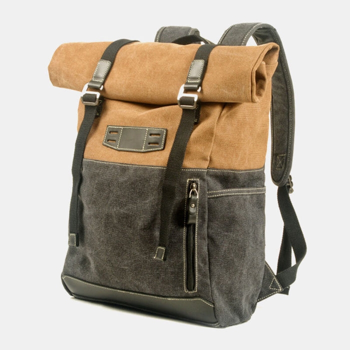 Vintage Waterproof Roll Top Canvas Backpack