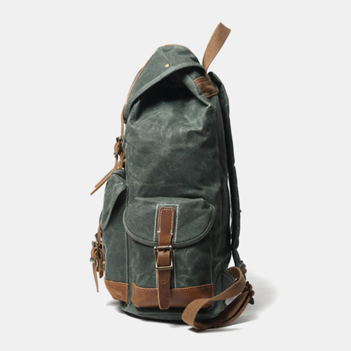 Waxed Canvas Leather Hiking Backpack