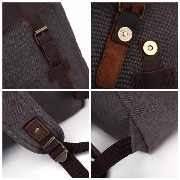 Vintage Canvas Leather Satchel Backpack Bookbag