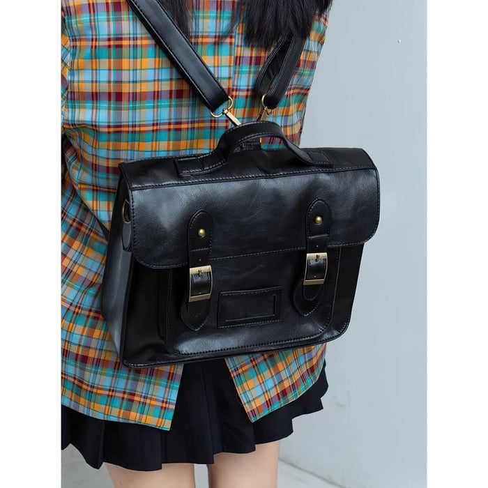 Vintage Faux Leather Satchel Backpack