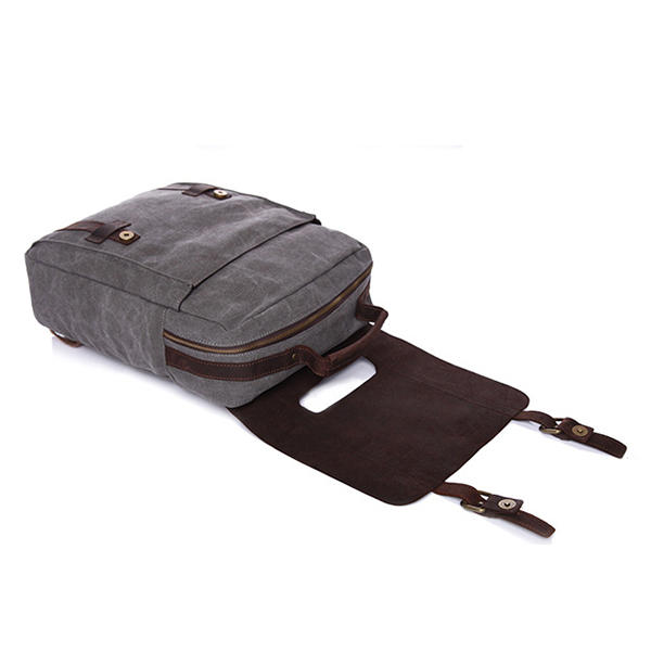 Vintage Canvas Leather Satchel Backpack Bookbag