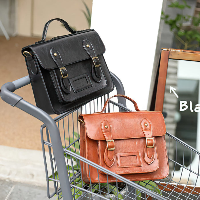 Vintage Faux Leather Satchel Backpack