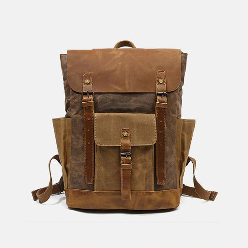 Waxed Canvas Leather Backpack Vintage Laptop Backpack