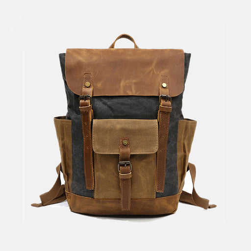 Waxed Canvas Leather Backpack Vintage Laptop Backpack