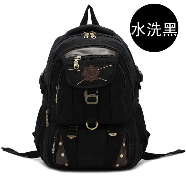 Men's Vintage Canvas Laptop Backpack Large Travel Bag