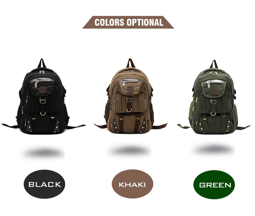 Men's Vintage Canvas Laptop Backpack Large Travel Bag