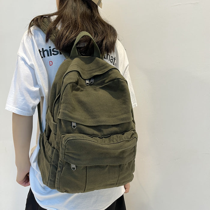 Front Pocket Small Canvas Backpack Plain Canvas School Backpack