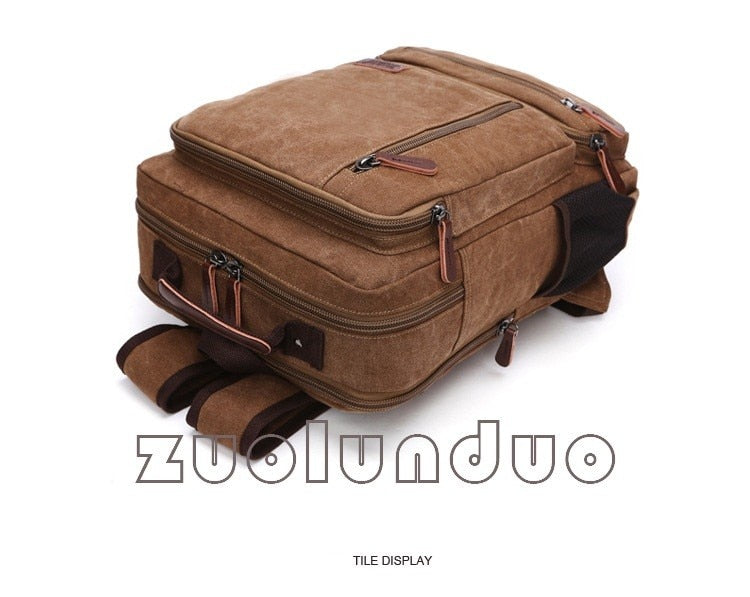 Vintage Canvas Backpack Men Laptop Travel Bag