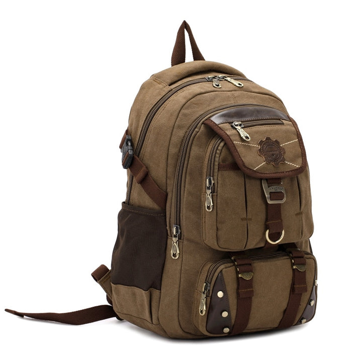 Men's Vintage Canvas Laptop Backpack Large Travel Bag