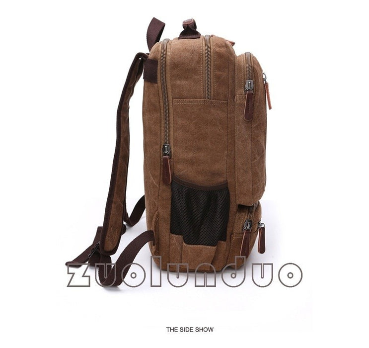 Vintage Canvas Backpack Men Laptop Travel Bag