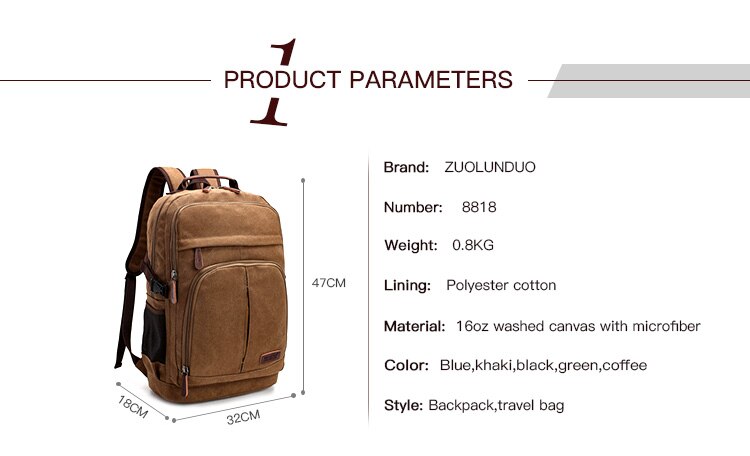 Vintage Style Canvas Laptop Backpack For Travel & Hiking