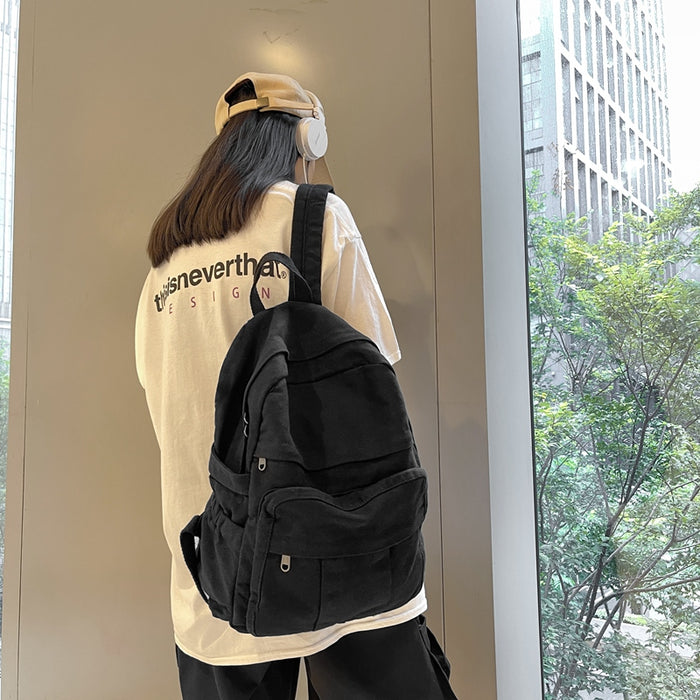 Front Pocket Small Canvas Backpack Plain Canvas School Backpack