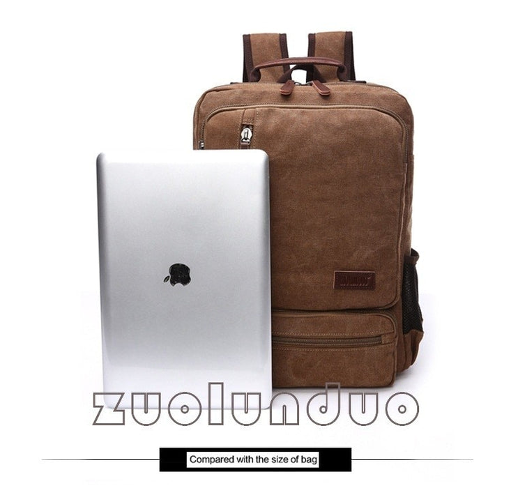 Vintage Canvas Backpack Men Laptop Travel Bag