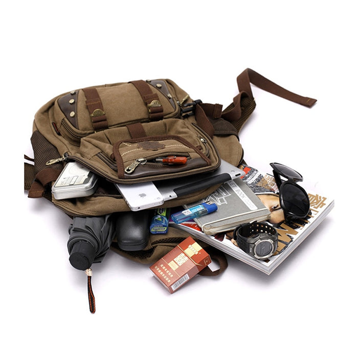 Men's Vintage Canvas Laptop Backpack Large Travel Bag