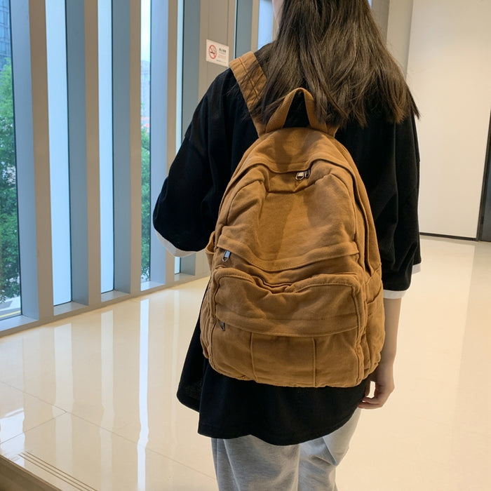 Front Pocket Small Canvas Backpack Plain Canvas School Backpack