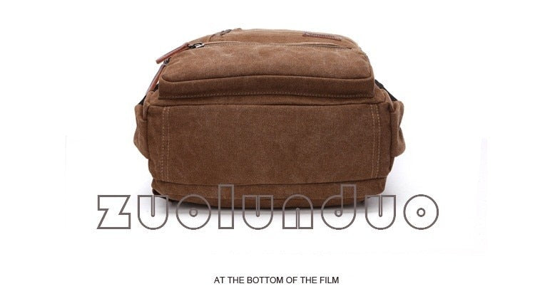 Vintage Canvas Backpack Men Laptop Travel Bag