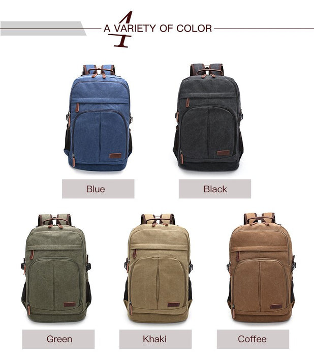 Vintage Style Canvas Laptop Backpack For Travel & Hiking