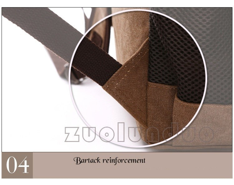 Vintage Style Canvas Travel Laptop Backpack