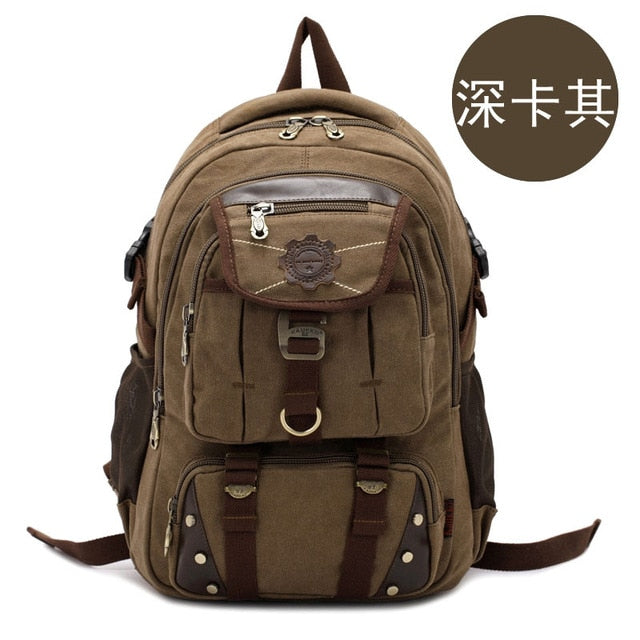Men's Vintage Canvas Laptop Backpack Large Travel Bag
