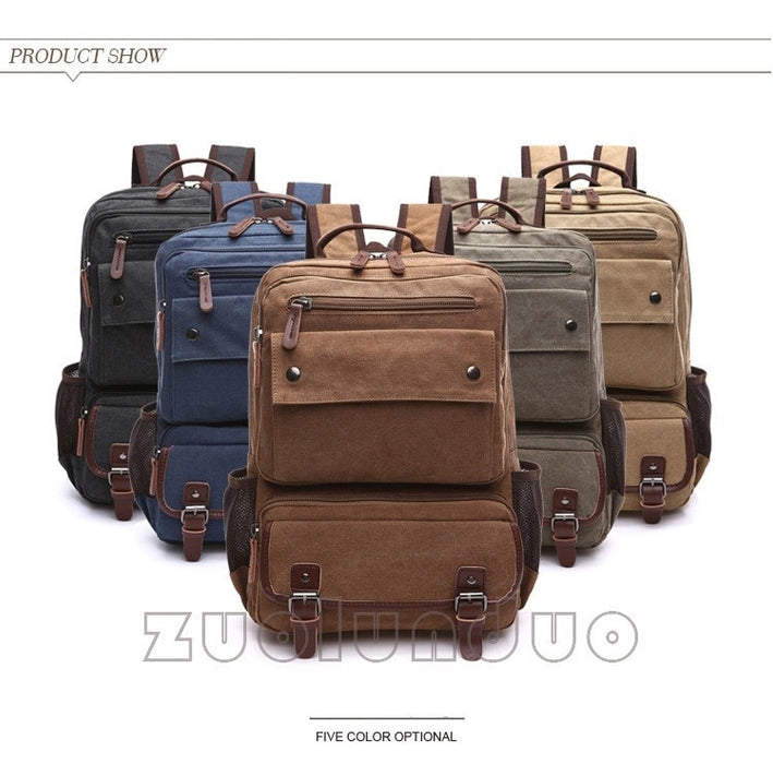 Vintage Style Canvas Travel Laptop Backpack