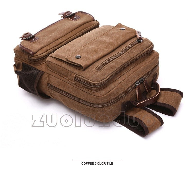 Vintage Style Canvas Travel Laptop Backpack