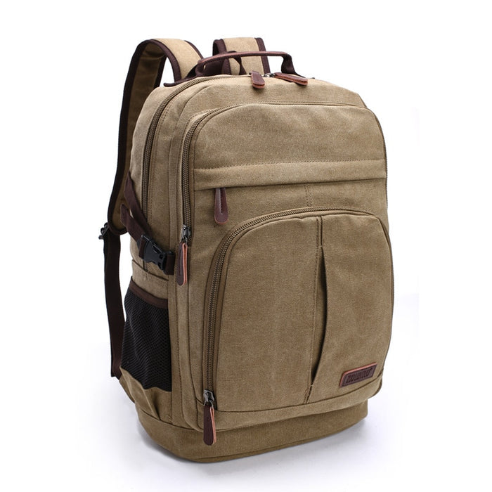 Vintage Style Canvas Laptop Backpack For Travel & Hiking